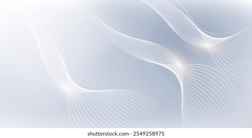 Fundo abstrato com padrão de linha holográfico branco em cores pastel macias. Design horizontal de luxo, perfeito para banners de negócios, vales de prestígio e convites de casamento elegantes.