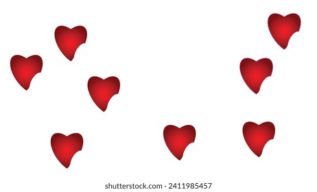 abstract background white background, huge and small pink hearts are sprinkled for Valentine's Day.