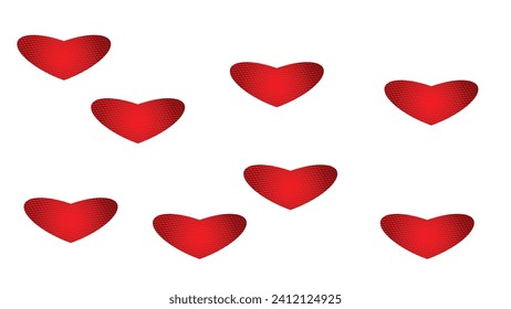 abstract background white background, huge and small pink hearts are sprinkled for Valentine's Day.