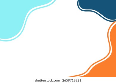 abstrakter Hintergrund mit weißen, orangefarbenen, hellblauen und dunkelblauen Farben. Ein stylischer abstrakter Hintergrund mit glatten Farbverläufen, weichen Kurven und dynamischen Farbübergängen.