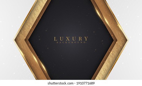 Abstract background white overlap brown and black luxury style with golden line , paper cut style 3d. vector illustration.