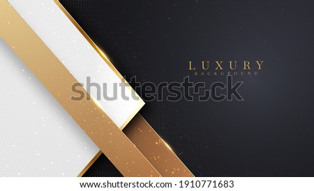 Abstract background white overlap brown and black luxury style with golden line , paper cut style 3d. vector illustration.