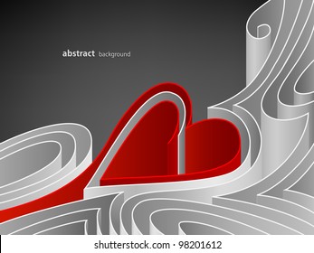 Abstract background of white paper forms with heart