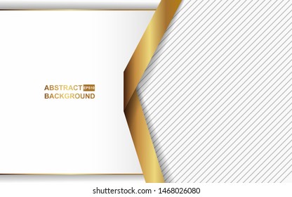 Abstract background white paper shapes and golden strip vector design. Modern and luxury cover template for use element banner, poster, card, web, advertising, corporate, brochure, flyer, presentation