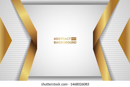 Abstract background white paper shapes and golden strip vector design. Modern and luxury cover template for use element banner, poster, card, web, advertising, corporate, brochure, flyer, presentation