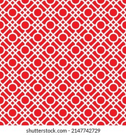 Abstract background. White and red geometrical pattern. Modern design. White maze pattern on red background. 