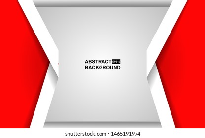 Abstract background white and red paper shapes vector design. Modern cover template for element banner, poster, card, web, advertising, corporate, brochure, flyer, presentation. Layer on for text