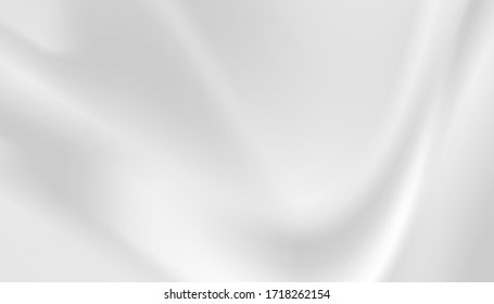 Satin blanca de fondo abstracto, oleaje líquido o pliegues ondulados. Vector EPS 10.