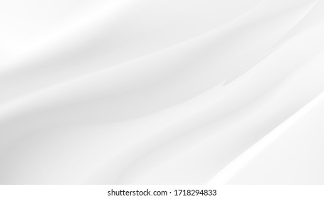 Satin blanca de fondo abstracto, oleaje líquido o pliegues ondulados. Vector EPS 10.