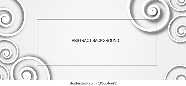 Abstract background with white spirals on a white background. Template for banners, posters, web pages, etc. 3D vector.

