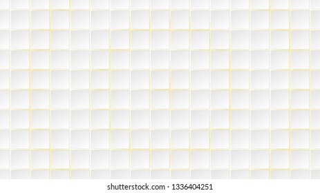 Abstract background of white square tiles with yellow gaps between them