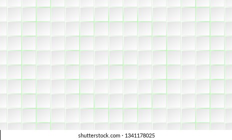 Abstract background of white square tiles with green gaps between them