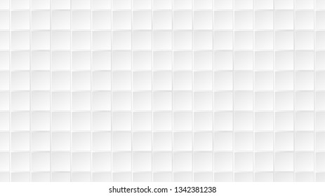 Abstract background of white square tiles with gray gaps between them