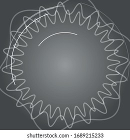 Abstract background with white technological arcs and curves. Vector illustration on grey background