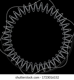 Abstract background with white technological arcs and curves. Vector illustration on black background