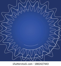 Abstract background with white technological arcs and curves. Vector illustration on indigo background