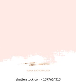 Abstract background. White texture and golden brush stroke on a rose background. 