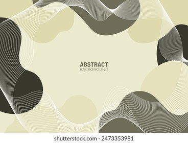 Der abstrakte Hintergrund der weißen Wellenlinie und -kurve hat eine sanfte Bewegung und Design-Elemente auf einem erdfarbenen organischen Formhintergrund. Vektorillustration.