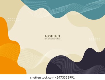 El fondo abstracto de la línea de onda blanca y la curva tiene movimiento suave, y Elementos de diseño en una forma orgánica colorida dibujada a mano fondo. Ilustración vectorial.