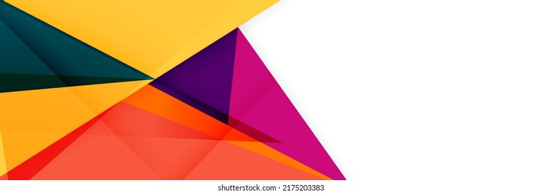 Abstract background in wide size with happy bright colorful memphis shapes decoration. Vector illustration for presentation design, web banner, social media cover and much more