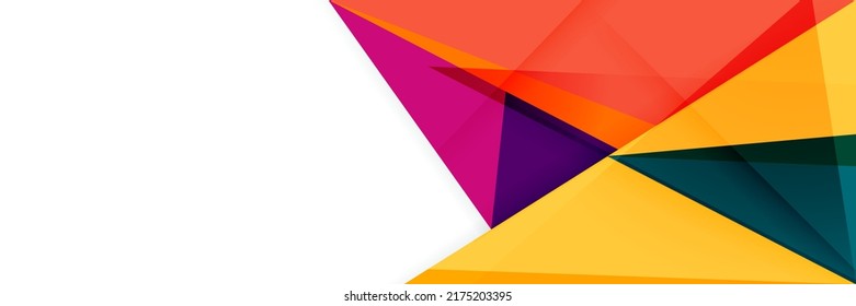 Abstract background in wide size with happy bright colorful memphis shapes decoration. Vector illustration for presentation design, web banner, social media cover and much more