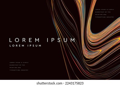 Abstract background wiht geometric wavy. 3d art swirl of pattern line. Template for design presentation, flyer, card, web page , cover. Poster of cinema. Vector illustration
