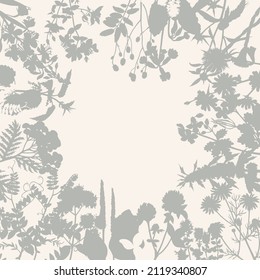Abstract background with wild herbs and flowers.