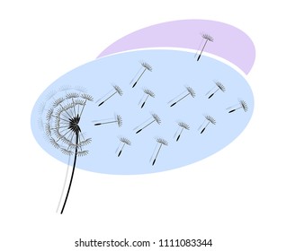 Abstract background. The wind blows the seeds of a dandelion. Template for posters, wallpapers. Vector illustrations.