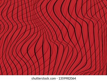 Abstract background of winding lines on a red background