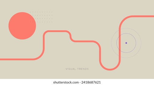abstract background with winding red lines and other geometric objects. 2024 trend design concept
