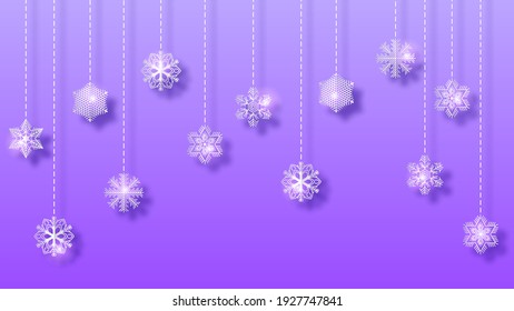 Abstract Background Winter With Snowflakes Shadows Vector Design Style Template