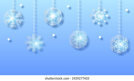 Abstract Background Winter With Snowflakes Shadows Vector Design Style Template