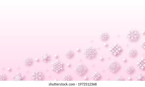 Abstract Background Winter Snowflakes witgh Shadows Vector Design Style Template