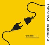 Abstract background with wire plug and socket. Concept connection, disconnection, electricity.