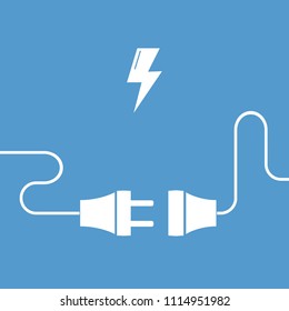 Abstract background with wire plug and socket. Concept connection, disconnection, electricity.