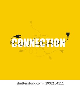 Abstract background with wire plug and socket. Concept connection, disconnection, electricity.