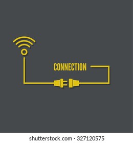 Abstract background with wire plug and socket. 