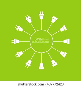 Abstract background with wire plug and socket. 