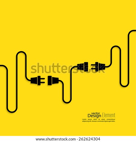 Abstract background with wire plug and socket. Concept connection, disconnection, electricity.