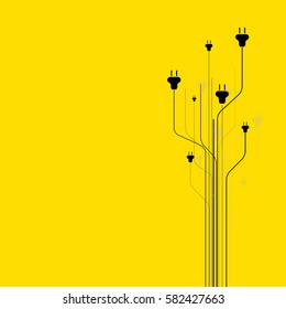 Abstract background with wire plugs in yellow and black.