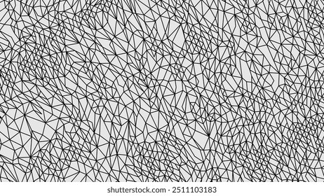 Fundo abstrato, paisagem de arame. Construção personalizada de triângulos e polígonos a partir de linhas vetoriais. tecnologia de grade 3D. Matriz de dados. Tela de tamanho grande. Ilustração vetorial.