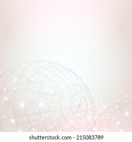 Abstract background with wireframe sphere, sparks and space for your text.