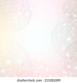 Abstract background with wireframe sphere, sparks and space for your text. (EPS10 Vector)