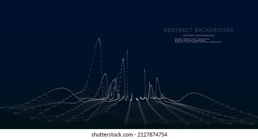 Abstract  background with wireframe technology white grid on blue. Visual 3d presentation of analysis research.  Computing concept. Big Data. Banner for business, science and technology. 