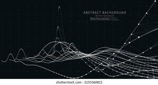Abstract  background with wireframe technology white grid on black.  Visual 3d presentation of analysis research. Computing technology concept. Banner for business, science and technology. Big Data.