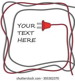 Abstract background with wires and wire plug. Concept connection,  electricity. 