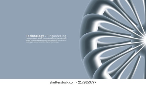 Abstract background with. 3d metal wheel illustration, futuristic art