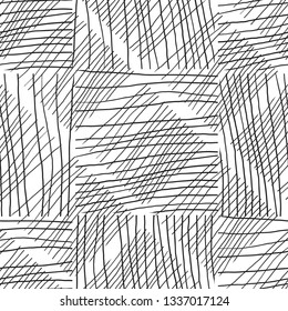 Abstract background withc handmade lines. Black and white seamless pattern hand drawn texture. Design for fabric, textile print, wrapping paper