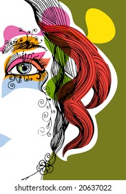 abstract background with woman portrait