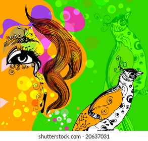 abstract background with woman portrait